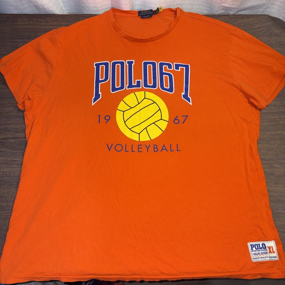 Polo Ralph Lauren Orange Volleyball Graphic Short Sleeve Classic Fit Shirt XL